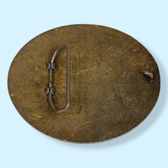 Vintage Artisan Leather & Brass Belt Buckle - Picture 4 of 6